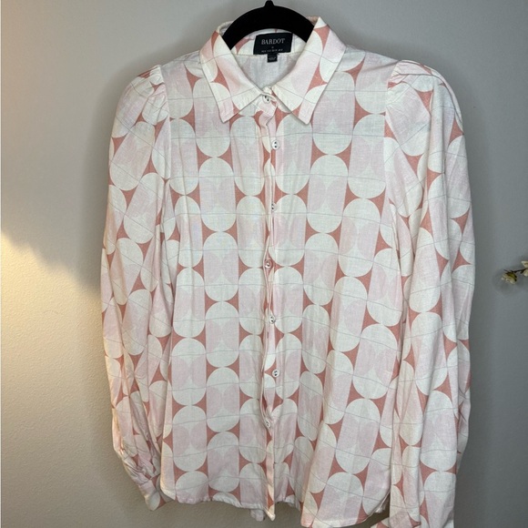 Bardot Tops - Bardot Balloon Sleeve Collared Button-Down Blouse | XS